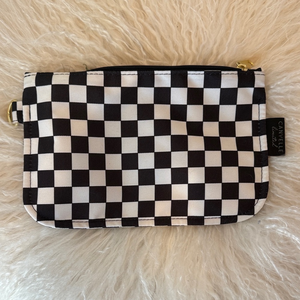 Canvelle flat pouch, Black & White Checkered